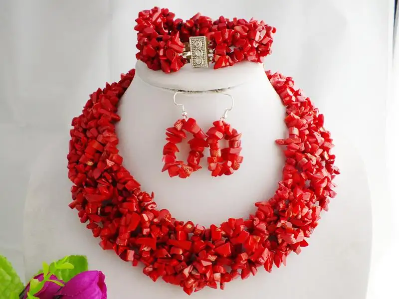 hot sale !!! elegant necklace earring bracelet coral jewelry set for party/wedding  18\