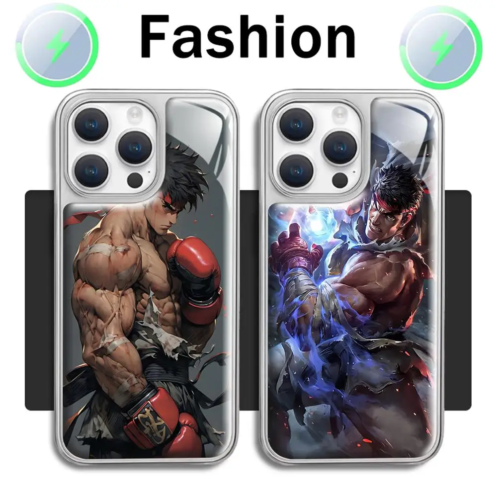 

Street Fighter Ryu Phone Case Silver-plated magnetic crystal porcelain Case for iPhone 16 15 14 13 12 11 Pro Max Plus MINI