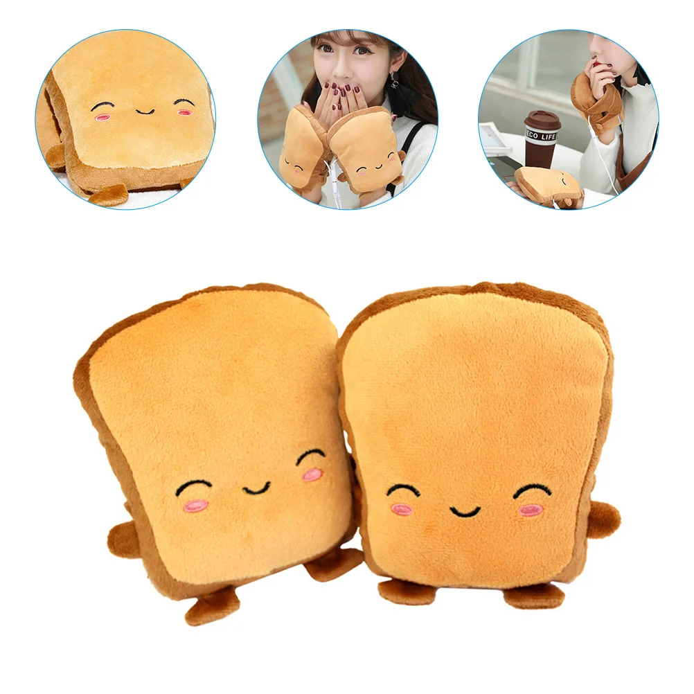 Gloves USB Heated Girl Winter Heating Bread Shaped Mitts Cute Warm Mittens Kids Miss