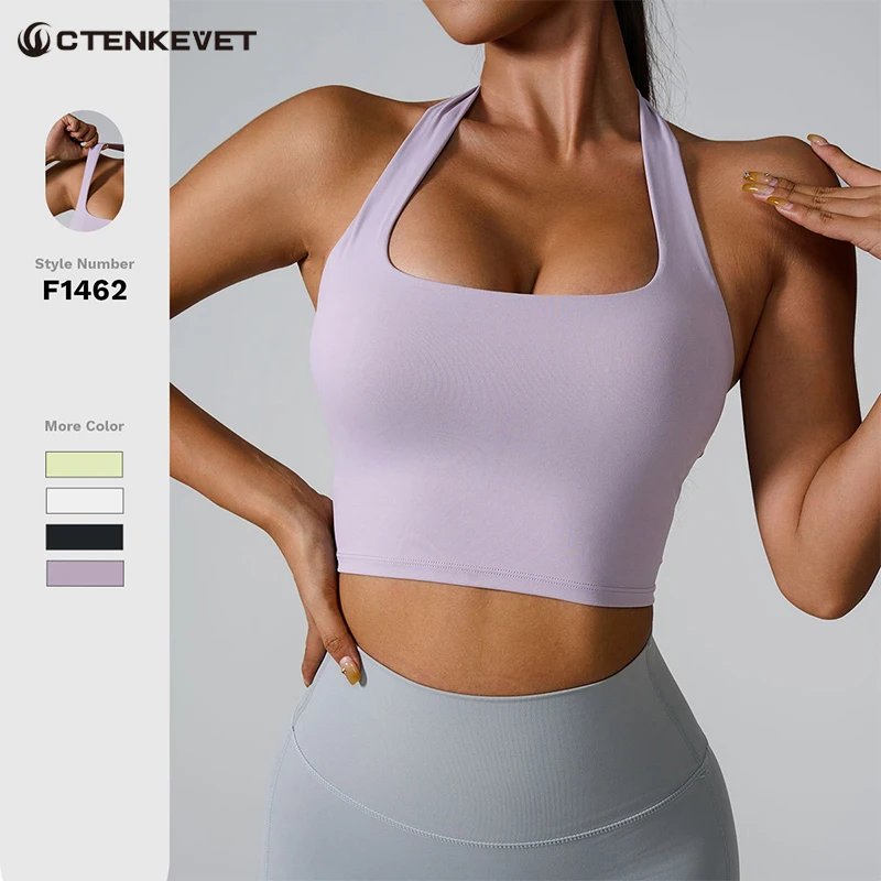 Ctenkevet Hang Oneself Sports Tank Tops Women Gym Backless Bra Yoga Vest Female Push Up Crop Top Sport Outfit For Woman