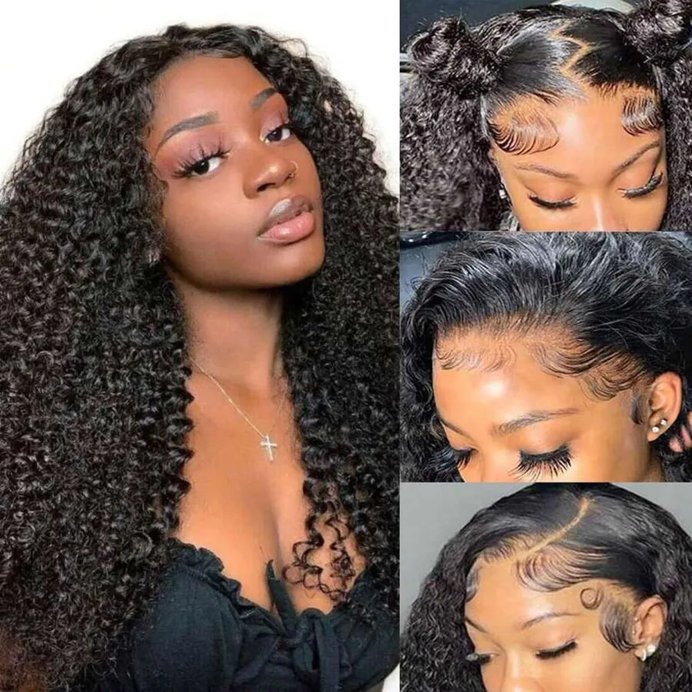 Бразильский парик из человеческих волос Remy Jerry Curly 13x4, парик спереди, предварительно выщипанный, прозрачный, фронтальный, натуральный черный