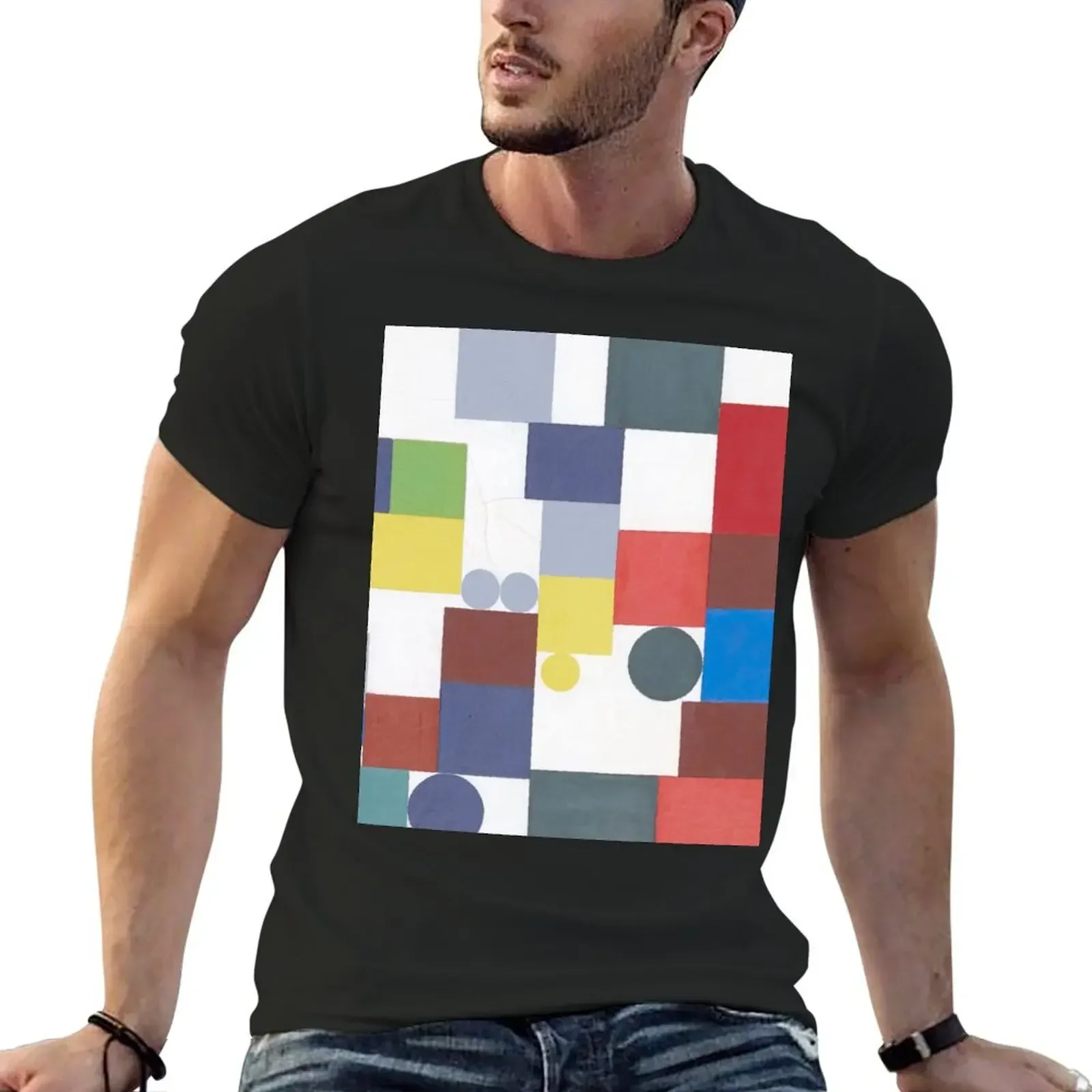 Composition with Tetragons, Rectangles and Circles Congruent - Taeuber-Arp T-Shirt quick-drying summer top mens t shirt graphic