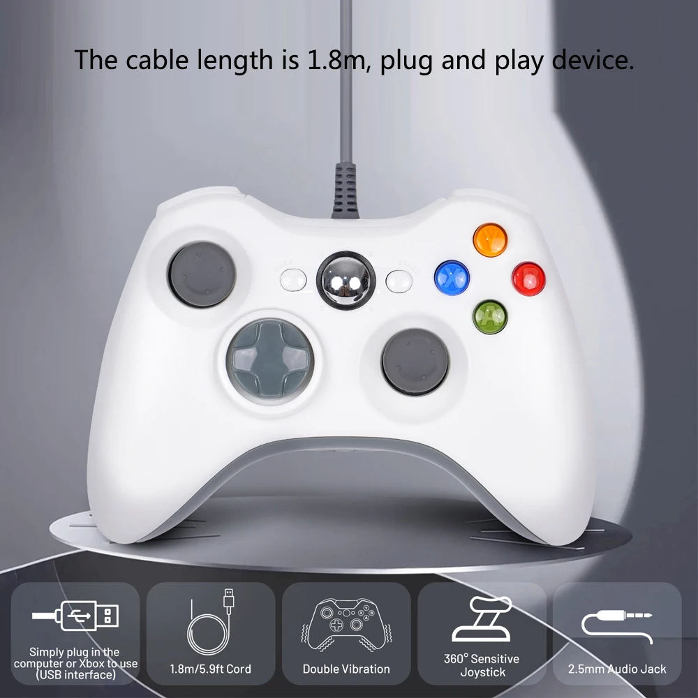 For Xbox 360 Wired Game Controller USB Wired Joystic Gamepad for Microsoft Xbox 360, PC Windows 7,8,10 with Dual-Vibration Turbo