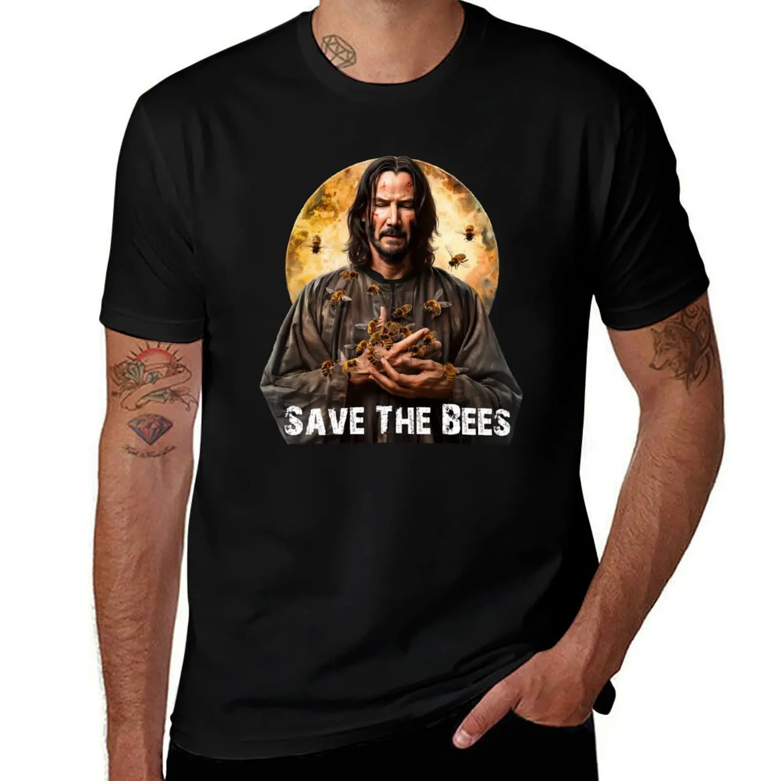

Save The Bees, Keanu Saint, Bee, BABA YAGA, JOHN WICK and Bees, Keanu Christ T-Shirt Everyday Wear Basic Short Sleeve Top