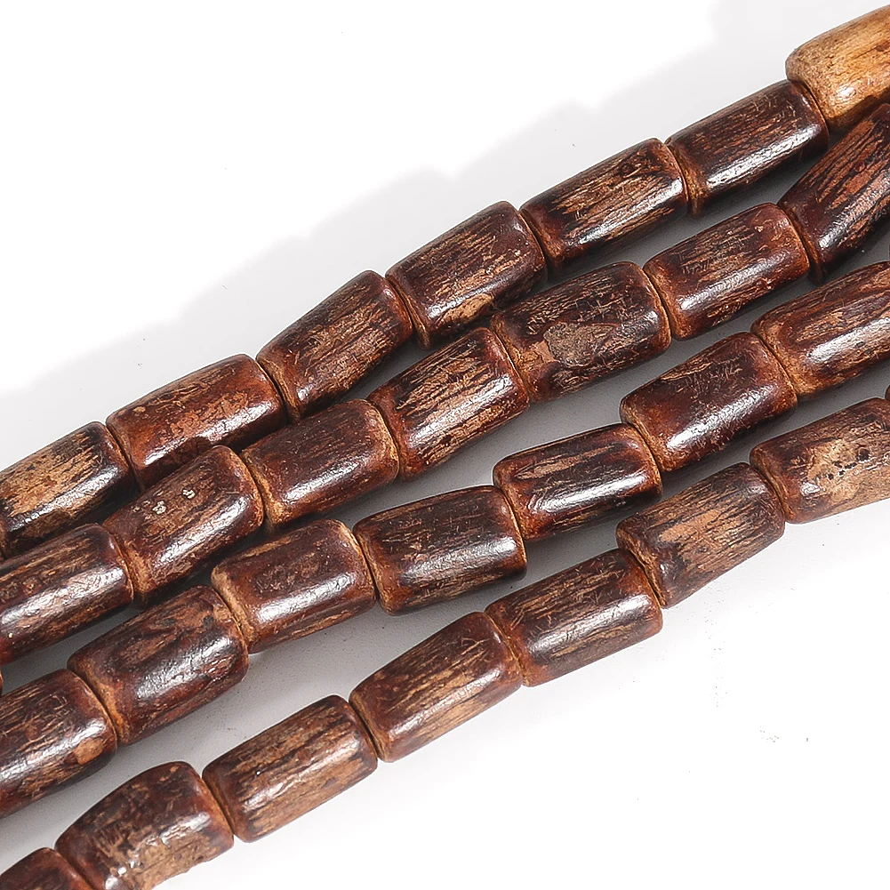 65PC 1 String 13MM Bamboo Knots Cylinder Natural Coconut Shell Wood Spacer Beads Prayer Bracelet DIY Necklace Jewelry Accessory