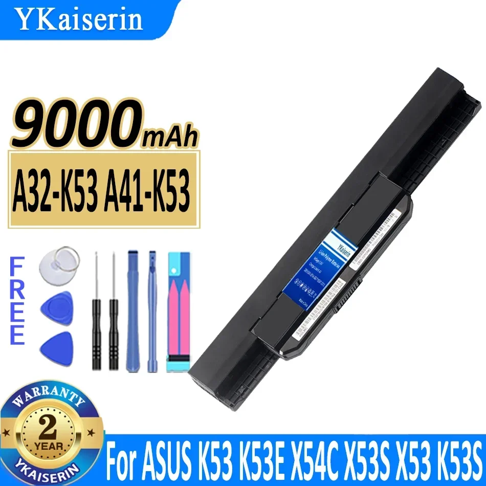 YKaiserin Battery A32-K53 A41-K53 9000mAh For ASUS K53 K53E X54C X53S X53 K53S X53E X53SV X53U X53B A42-K53 K43S K43SV K43 K43E