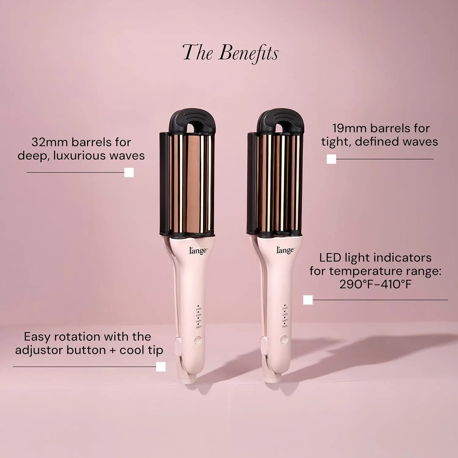 2-in-1 Adjustable Titanium Hair Waver & Crimper, 19mm & 32mm Barrels, Beach Waves & Defined Crimps, Dual Voltage - view 5