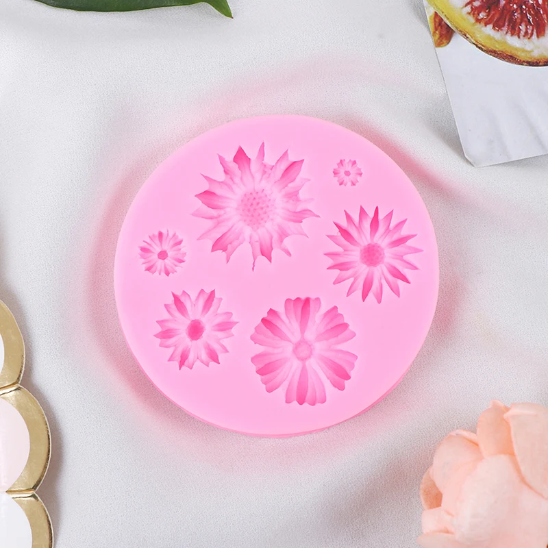 Heiße 3d Sonnenblumen blüten blätter geprägt Silikon form Relief Fondant Kuchen Dekor Werkzeug