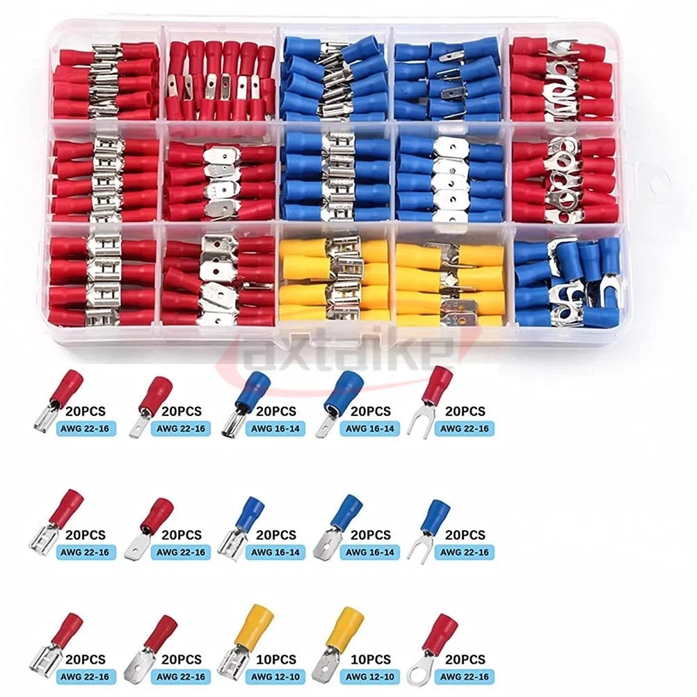 280pcs Wire Connector Kit Male Female Insulated Terminals Cold Crimp Terminals Assorted Crimp Terminals Spade Butt Connector Ki
