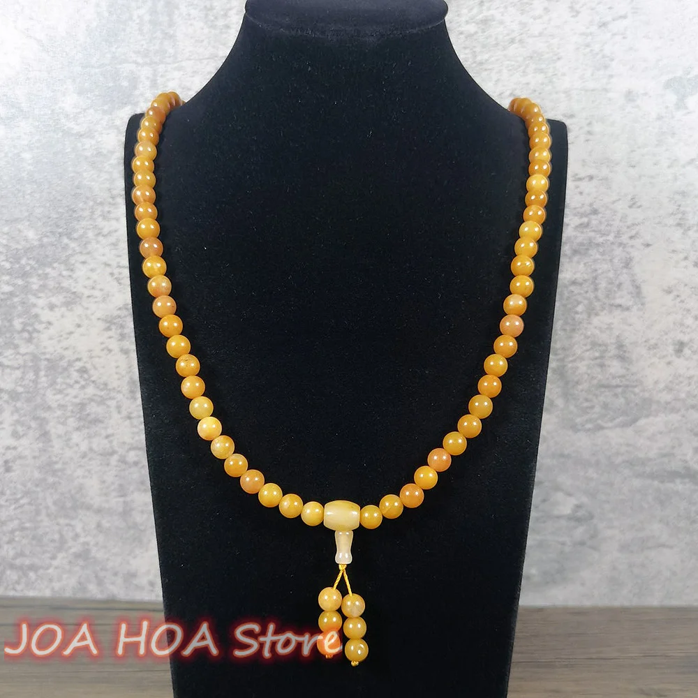 

Fine Hewelry Gold Silk Jade Chanterelle Yellow Multi-circle 108 Bead Chain Necklace Bracelet Handmade Bangle Boutique Jewelry