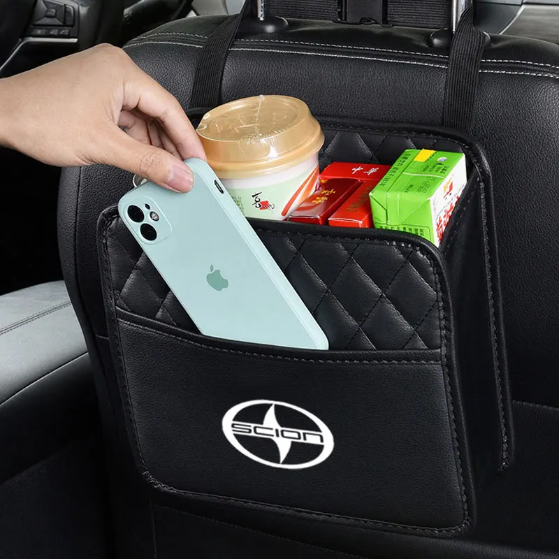 Bolsa de almacenamiento para respaldo de asiento de coche, bolsa colgante para respaldo de asiento de coche, accesorios de cuero, XA XB XD IQ TC Scion