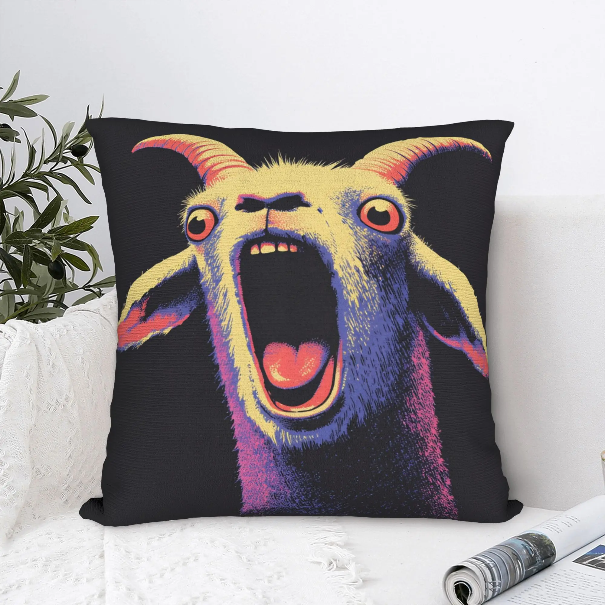 Pillow Cover Screaming Goat Funny Meme  Fashion Pillow Case For Sofa Couch Bed Living Room Pillowcases