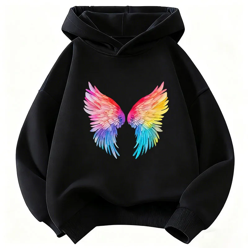 Kinder-Mode Bunter Flügel-Hoodie Vintage Kinder-Sweatshirt Kapuzenpullover für Jungen Mädchen Lässige Hoodies Hip-Hop-Kleidung