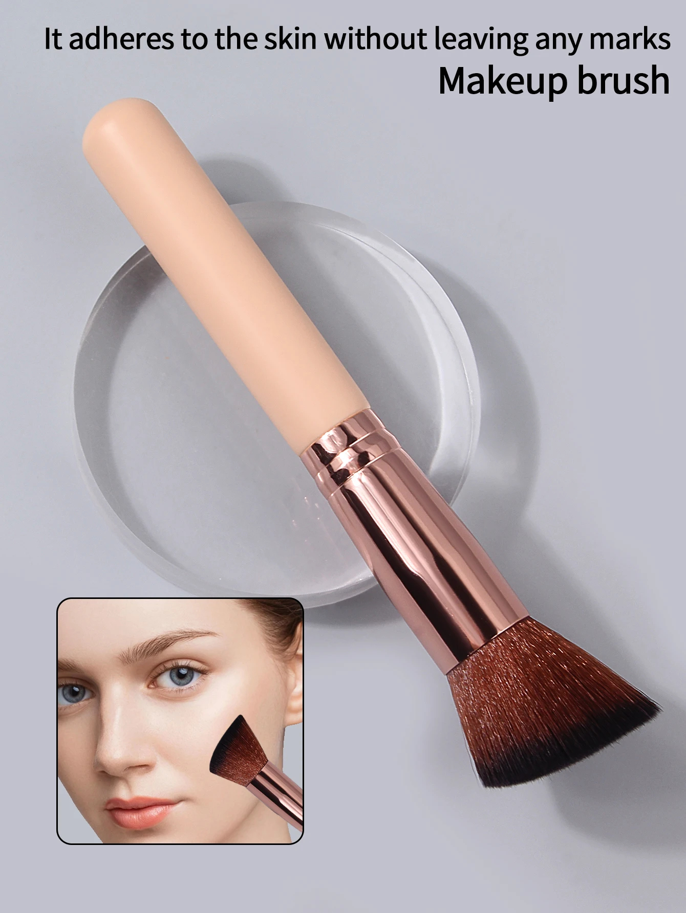 High-quality flat and slanted foundation brush, contour brush, beginner's makeup tool, facial blush brush, portable makeup brush