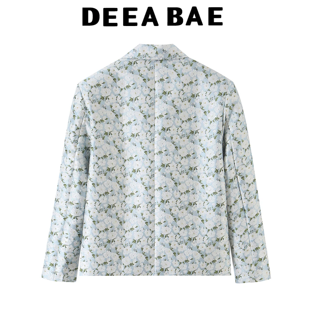 DEEABAE European and American style 2026 autumn new women's loose and versatile texture jacquard wide shoulder suit jacket