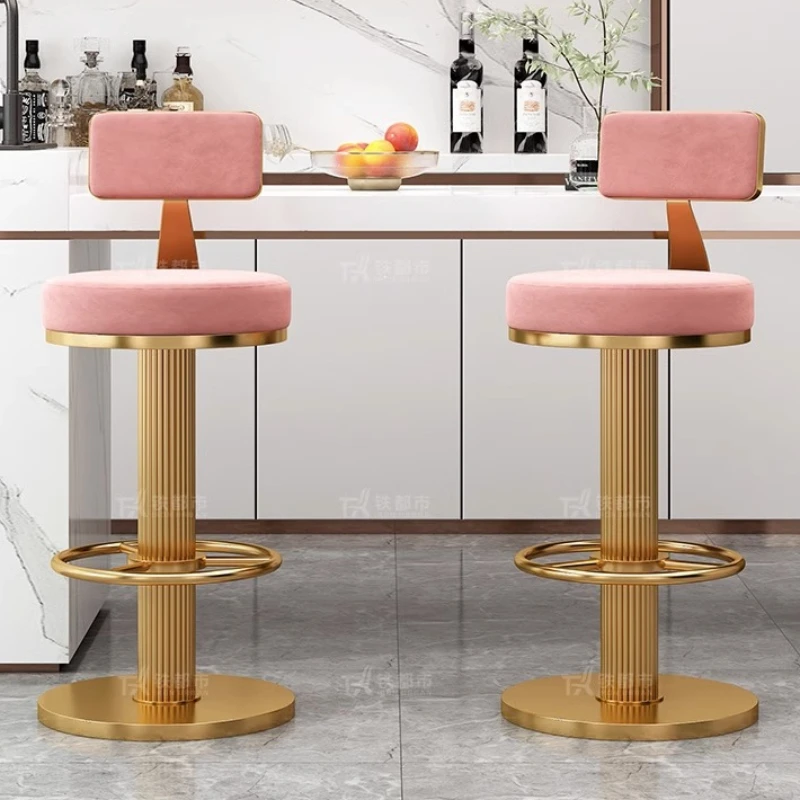 Modern Nordic Bar Chairs Design Luxury Metal Gold Bar Stools Swivel Comfortable Banco Alto Para Barra Salon Furniture