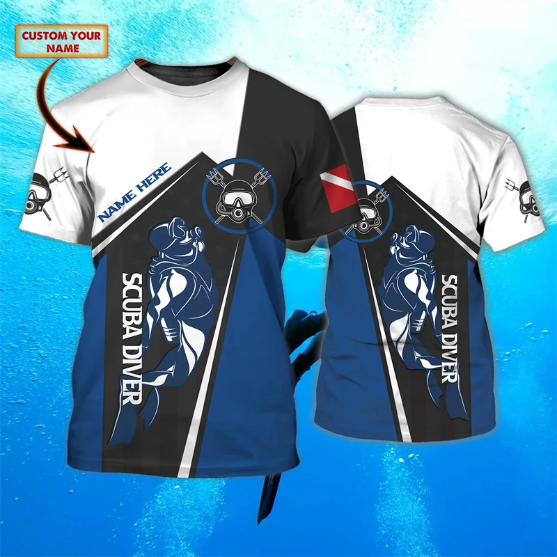 

Fashion Sports Graphic Diving 3d Printed Tshirts New Trend Personalized Name Men Women Loose T Shirt Team Uniforms Running Tops