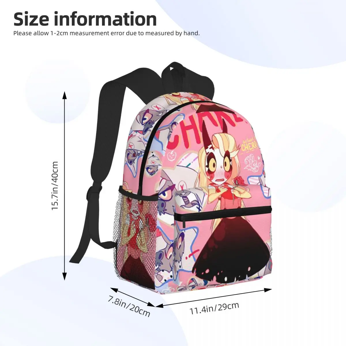 Charlie And Vaggie Valentines Hazbin Student Backpack School Bag Hiking Daypack for Boys Girls Fashion Bookbag Shoulder Bags