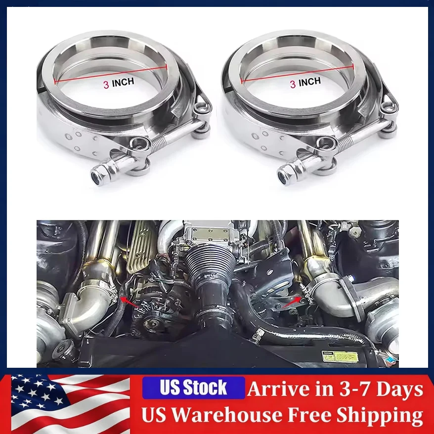 

2PCS Inch V Band Clamp With Flange Male Female Stainless Steel Exhaust Clamp Turbo Muffler Pipe Kits Car Accessories Tools