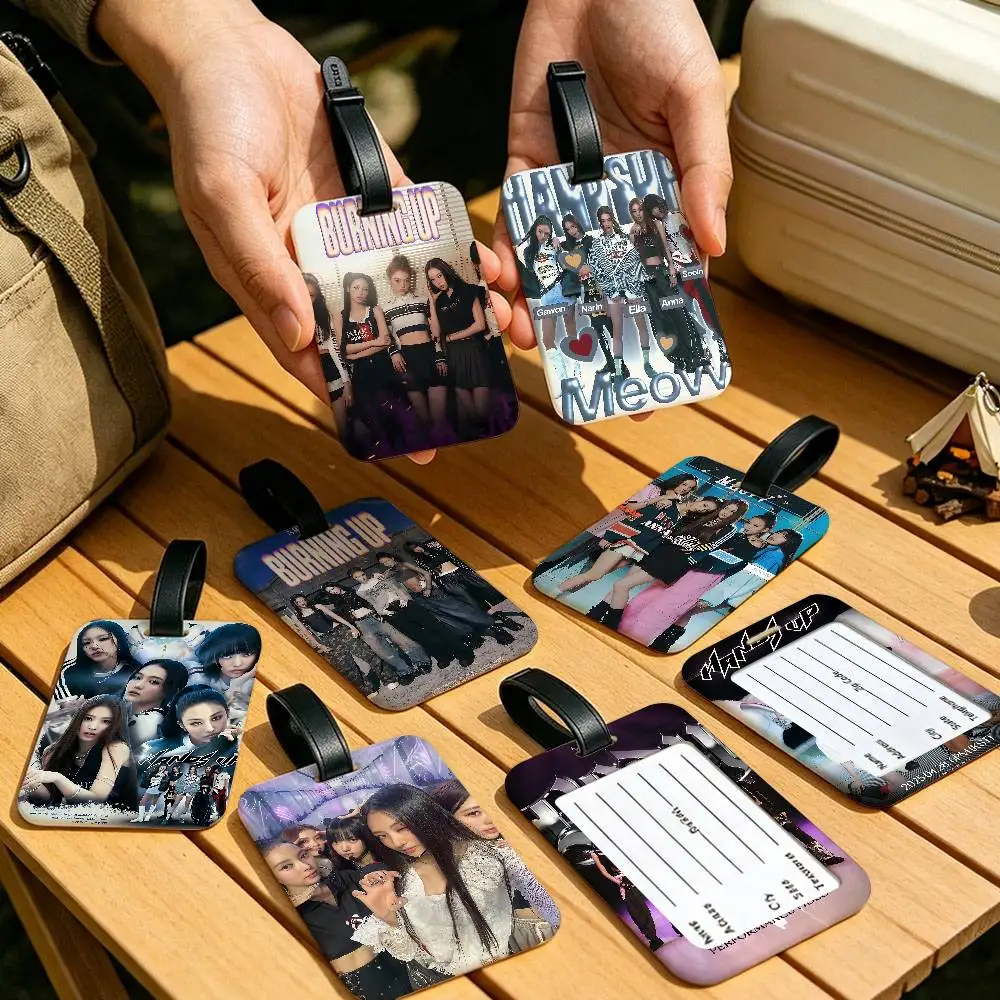 Hot Kpop Girl M-meovv PVC Waterproof Luggage Tag Anti lost Information Card Cover For Student Bag Travel Suitcase