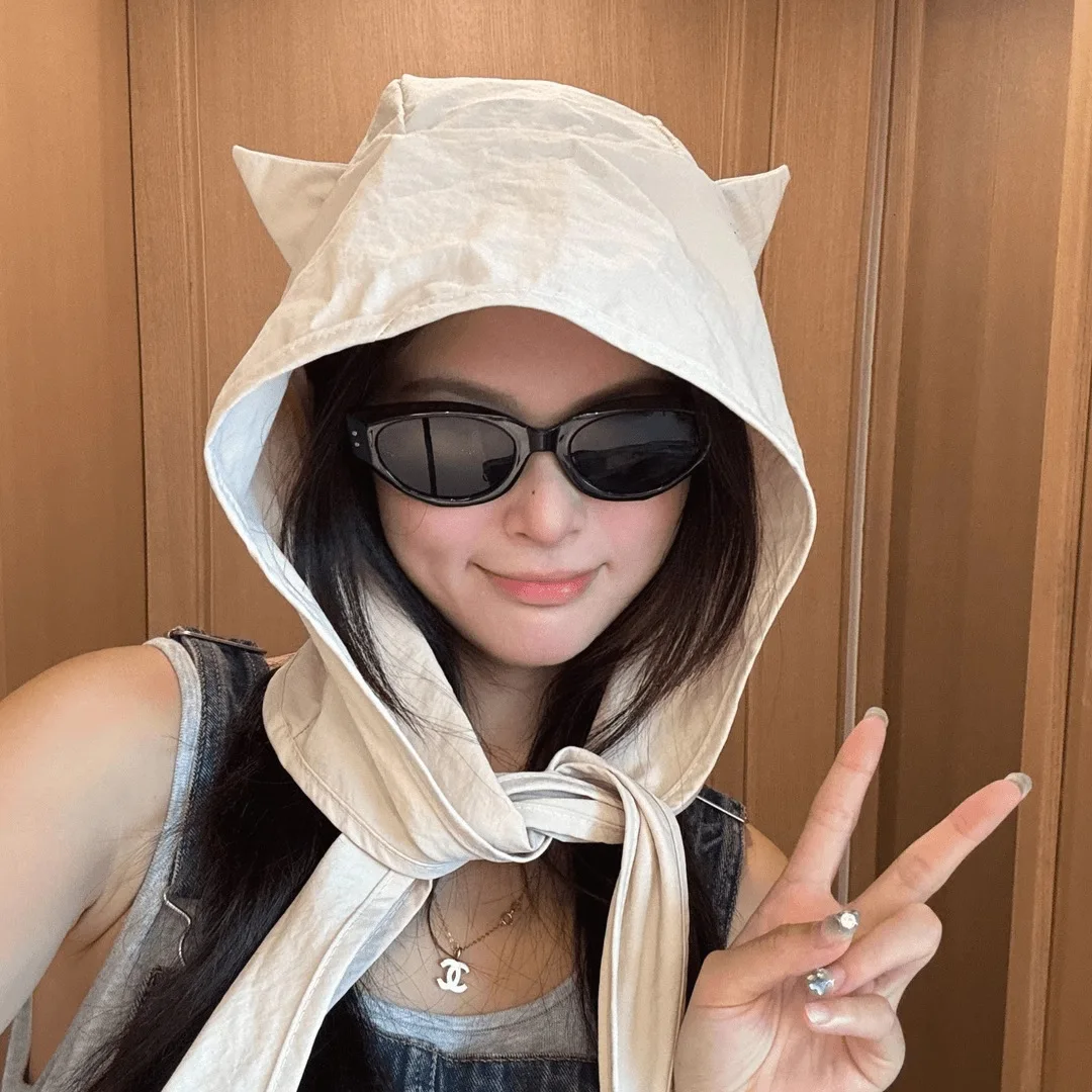 Fashion Summer Fisherman Hat with Strap Trendy Qiuck Dry Cute Ear Design Sunshade Caps for Summer Beach Fishing Hiking