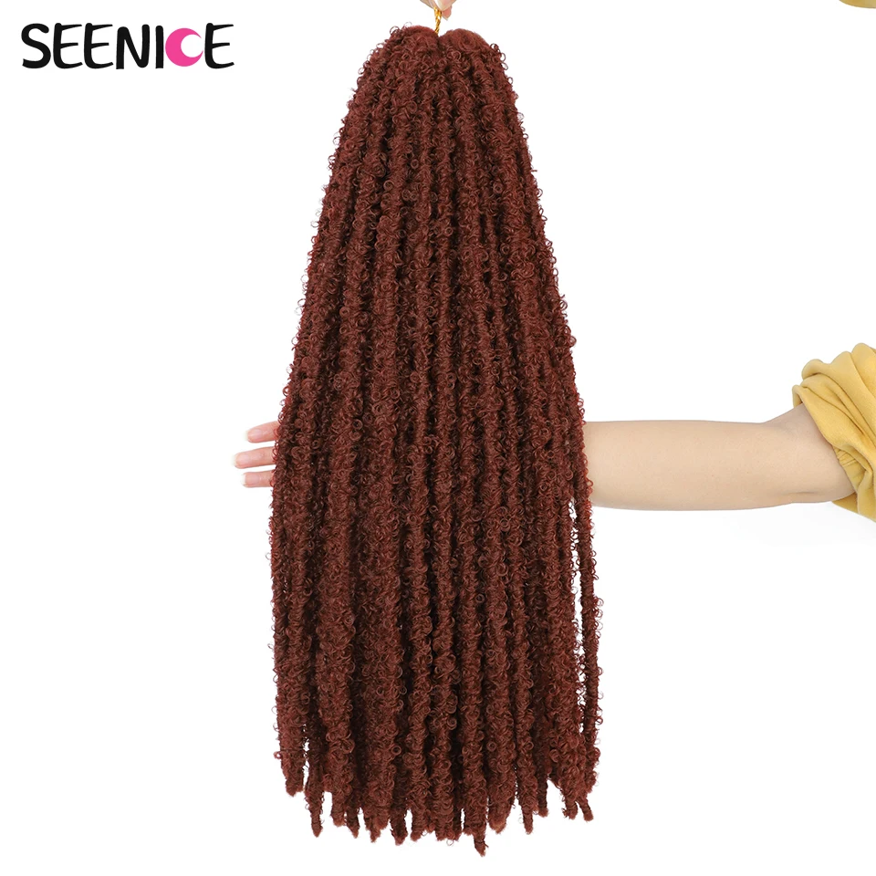 24 "36" Mariposa Faux Locs Crochet Pelo Torcido Boho Locs Trenzado Cabello Envejecido Meche Suave Mariposa Cerraduras Crochet Trenza