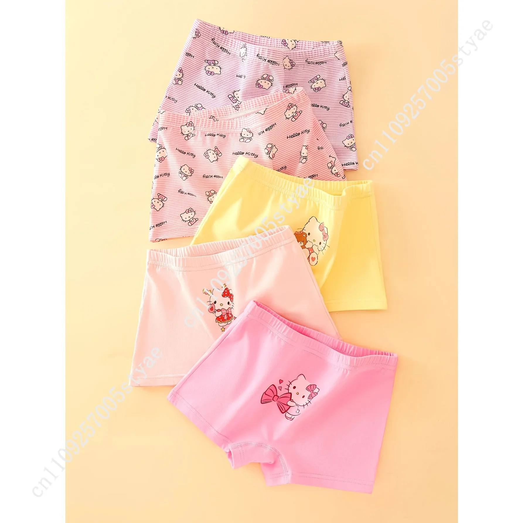 5pcs Girls' Breathable Briefs Sanrio Hello Kitty Cartoon Print Boxer Briefs Fun Design Elastic Waistband Kids' Underwear