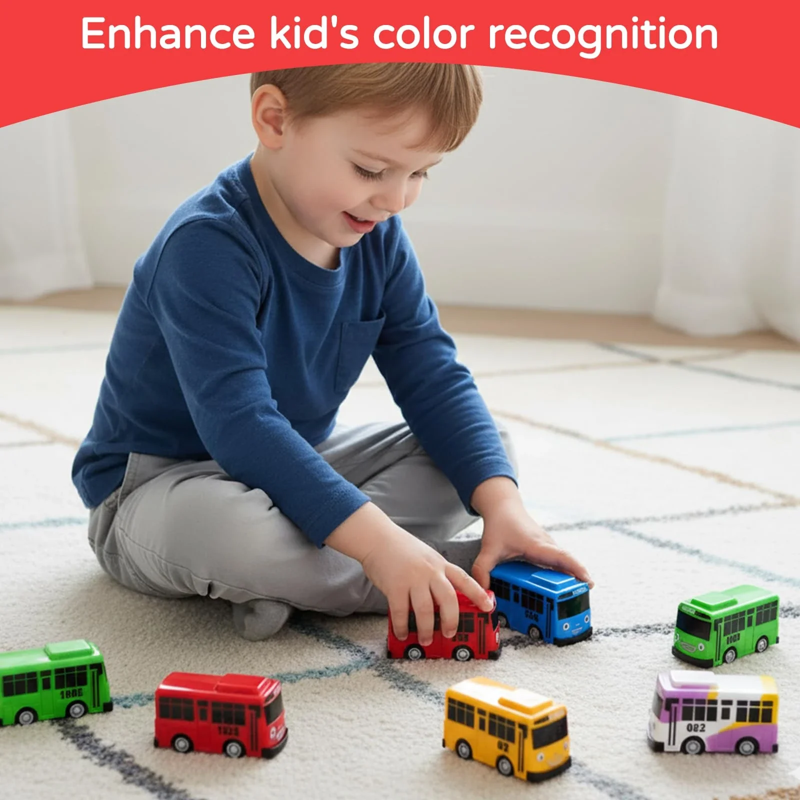 Mini Ensemble de Jouets Bus Tayo à Remonter pour Enfants Garçons, Jouet Véhicule de Dessin Animé, Ensemble de Jeu Éducatif sur le Thème du Trafic, Cadeau Ludique pour l'Apprentissage Préscolaire