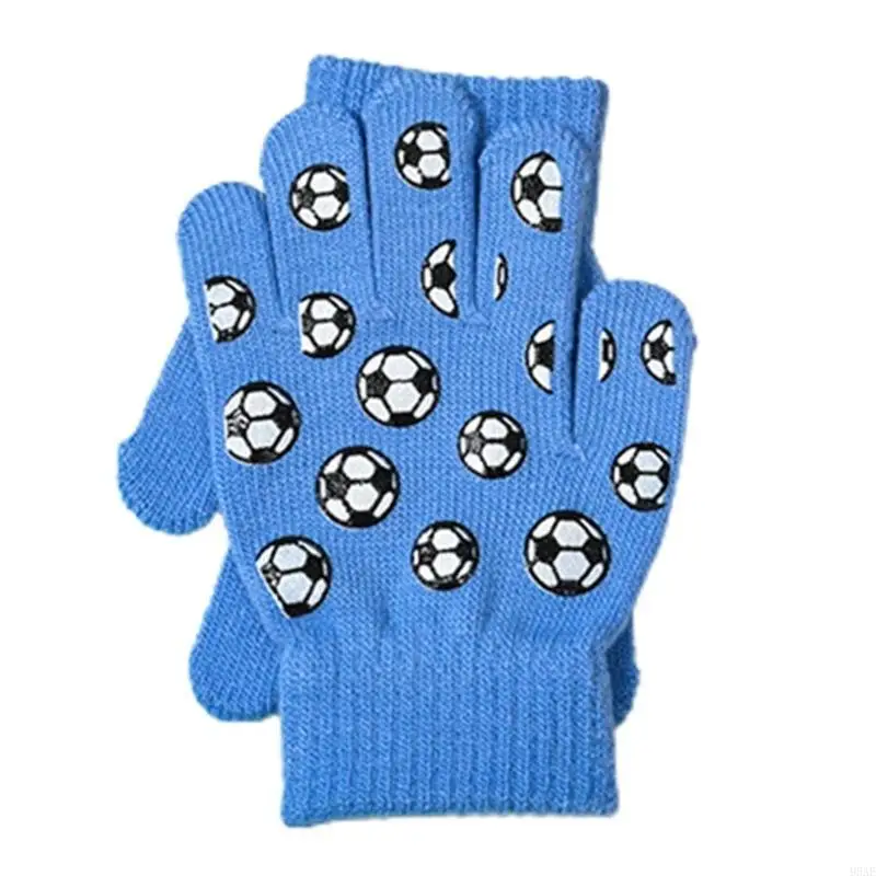 

95AE Cartoon-inspired Winter Essential Children's Knit Gloves for Outdoor Fun Five Fingered Handwear for Elementary School
