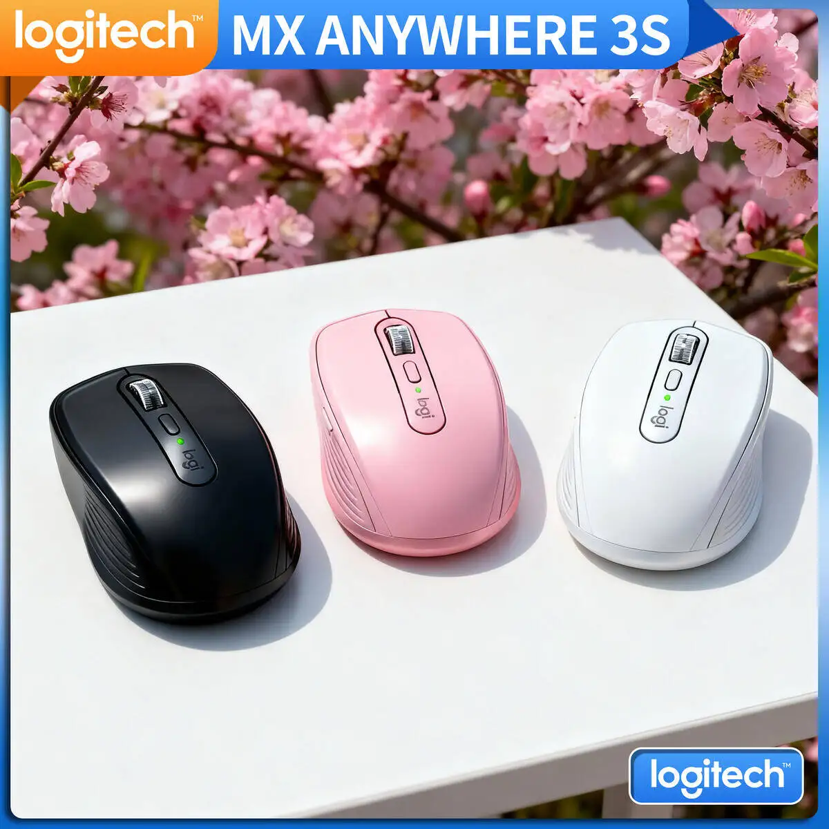 

Logitech MX Anywhere 3S Bluetooth Mouse Ultra Fast Scrolling Ergonomic Design Silent Clicks for Laptop Desktop Home