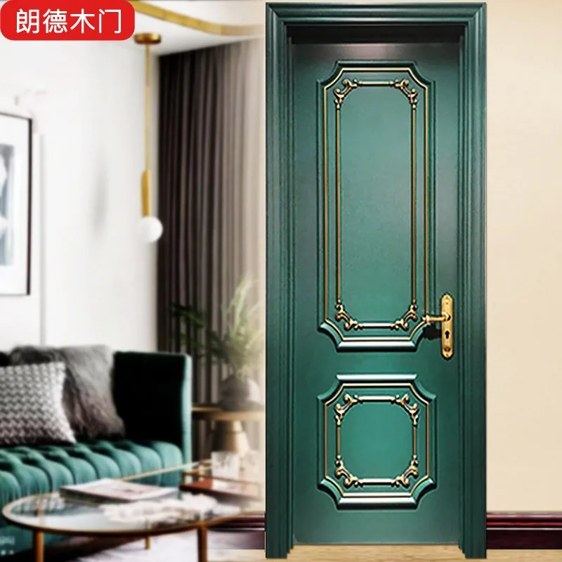 Dark green, blue, and white light luxury gold-embroidered carved custom composite casement casement bedroom, kitchen, and bathro