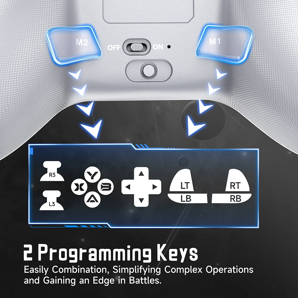 وحدة تحكم EasySMX Starfield للكمبيوتر الشخصي، لوحة ألعاب بلوتوث لاسلكية متوافقة مع PC/NS/الهاتف/التلفزيون مع إضاءة RGB، تأثير القاعة