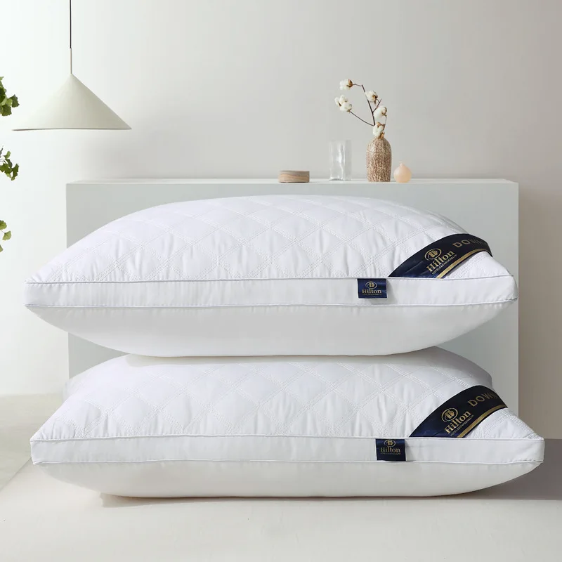 Bedroom Bed Sleep Cervical Pillow Middle-high Pillow Core Frosted Thickened Machine Wash Quilt Cover White 5star Hotel Home
