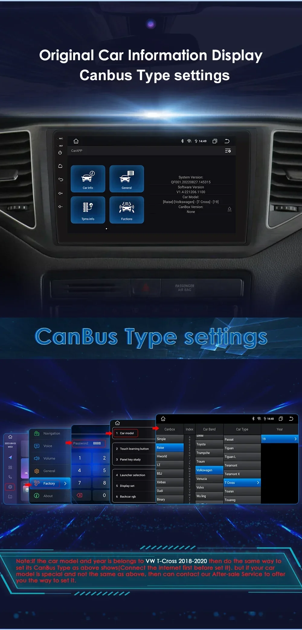 Carplay 4G 9" Car Radio Android for VW MQB Polo Plus T-Cross Zoals T-Kruis T-Roc Tharu Sagitar Multimedia Player GPS 2Din Stereo