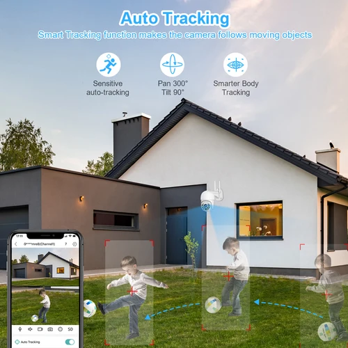Imagen 2 del producto Cámara Smar 3MP 5MP PTZ WiFi seguimiento automático al aire libre Ai detección humana visión nocturna a todo Color Audio bidireccional cámara IP aplicación ICsee