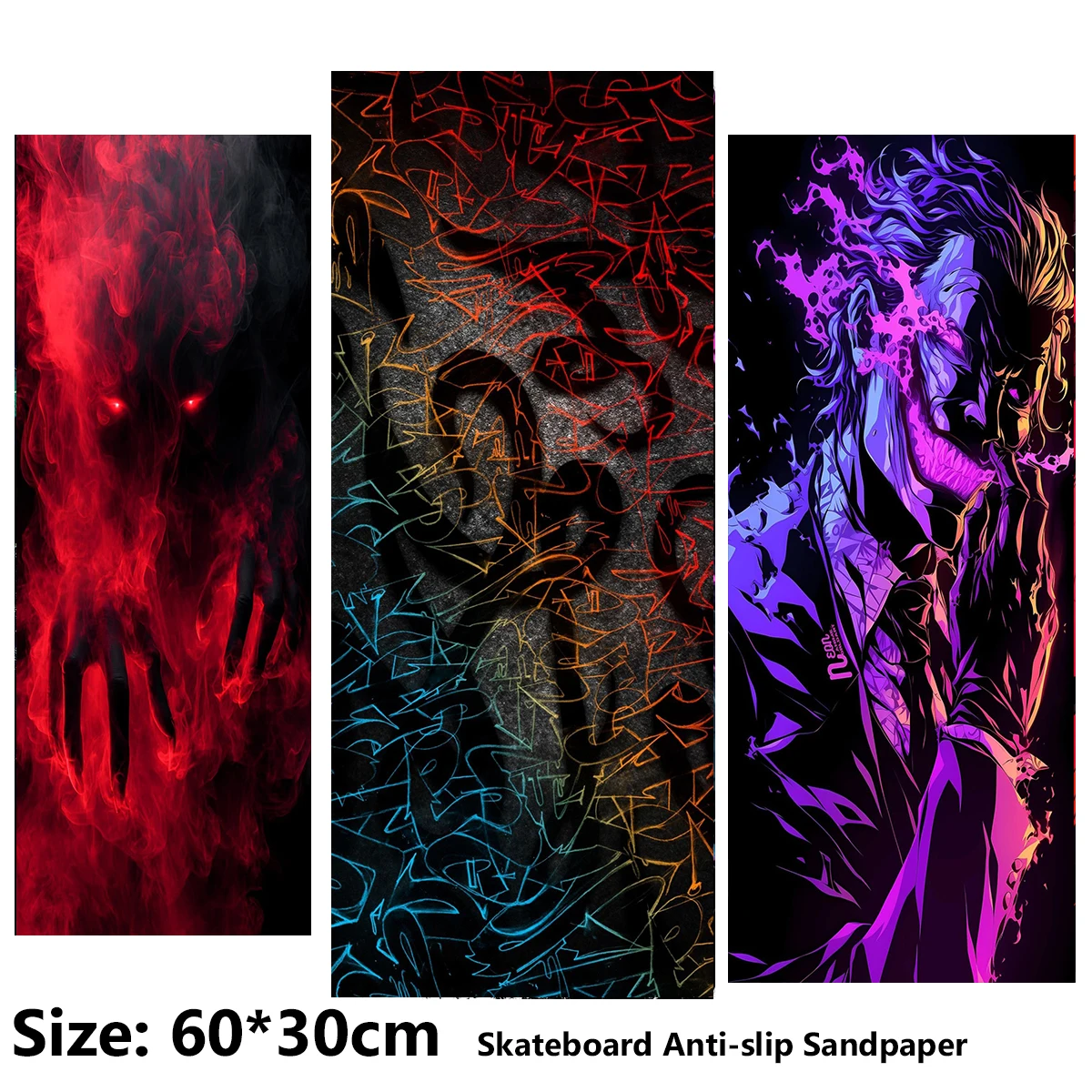 Electric Scooter Anti-slip Sticker Sandpaper Skateboard GripTape Sheet 60*30cm Devil Graffiti Clown Pattern
