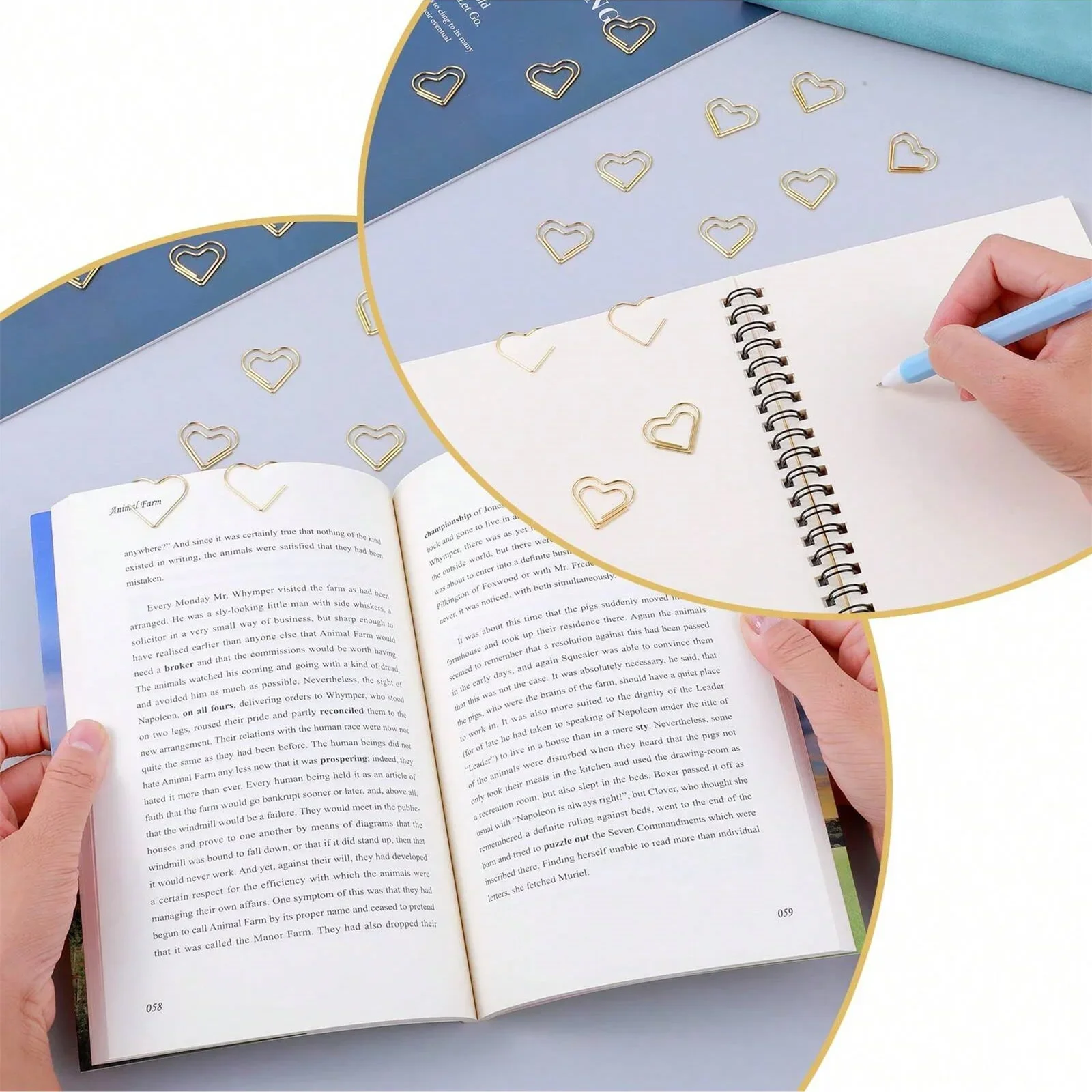 50 قطعة من مشابك الورق على شكل قلب ذهبي، مشابك ورق صغيرة للوازم المكتبية، مشابك ورق صغيرة، إشارة مرجعية لتزيين الزفاف