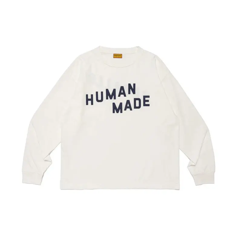 Human Made Graphic Long Sleeve T Shirt Letter Print Loose Crewneck Unisex Top