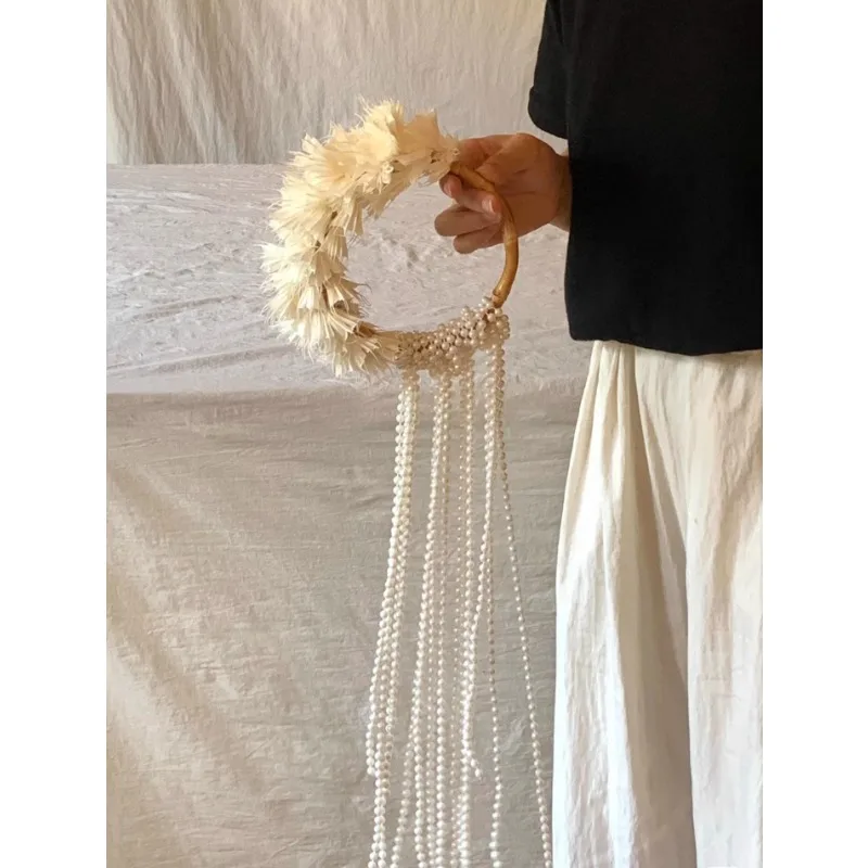 

Премиальный жемчужный водопад, ручная переноска, цветок, свадебный букет невесты с каплями воды, свадебная фотография, жемчужный браслет, букет