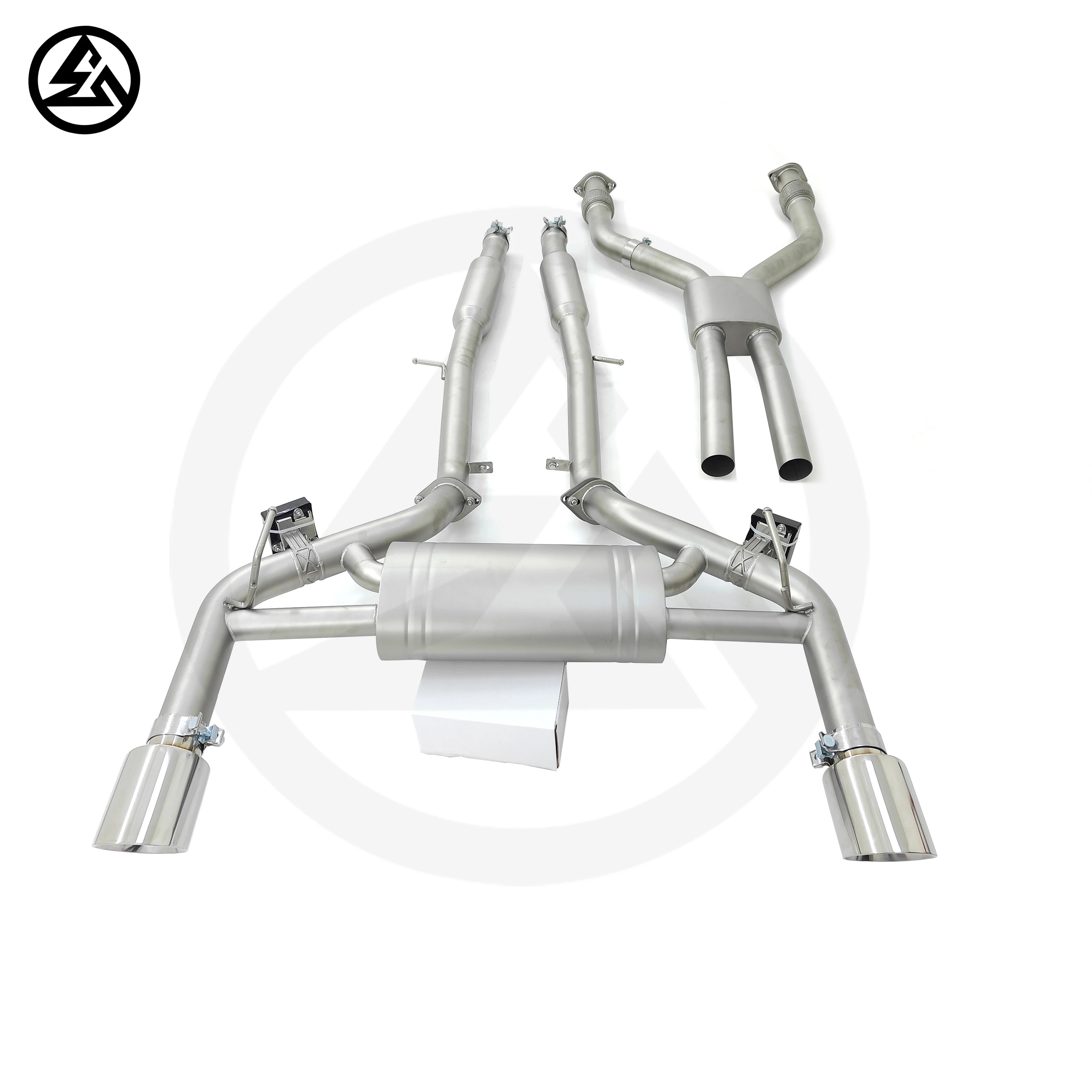 CSZ Remote Control High Quality Stainless Steel Tips Valved Muffler Catback Exhaust for Infiniti Q50 Q60 3.0T