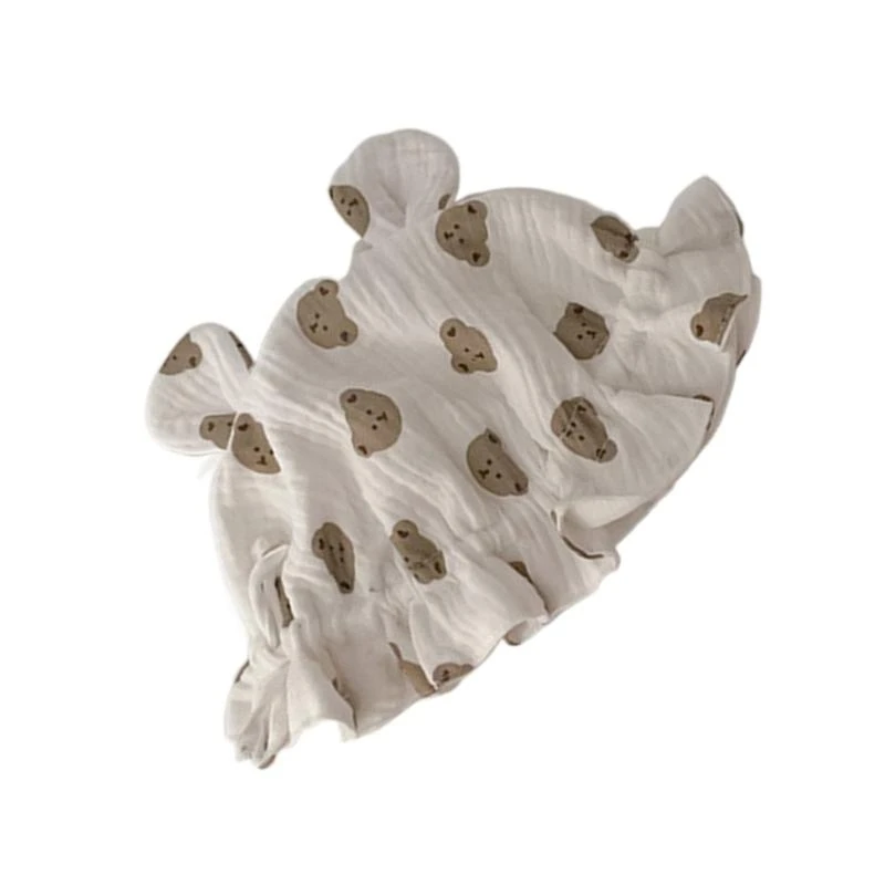 

J15U Drooling Apron Cotton Burp Cloths/Baby Fisherman Hat Kids Big Brim Cap Basin Hat Feeding Bibs for Baby Children Infant