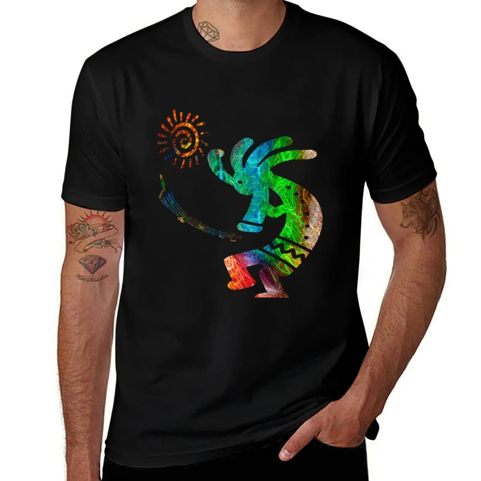 Kokopelli Sunset Dance one. T-Shirt Stretch Fabric Comfort T-Shirt
