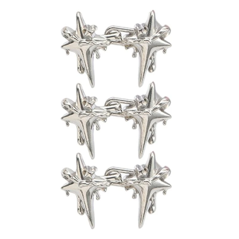 

49MF 3PCS Crossed Star Waist Tightening Clip Metal Adjustable Plating Pin for Loose Pants and Jeans Fitness Waist Extenders