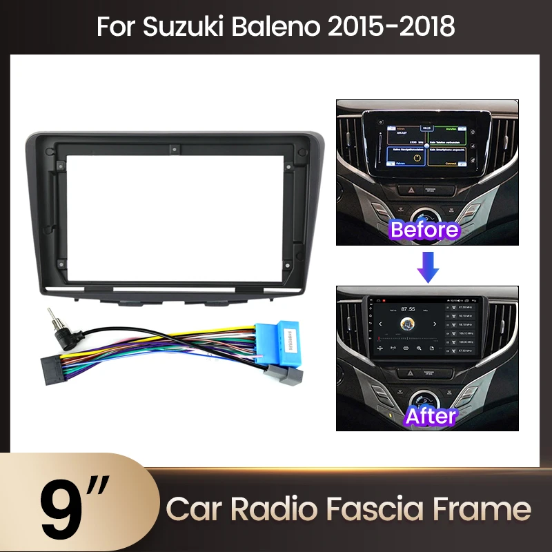 MEKEDE Centre mount panel kit car radio bezel frame cable for Suzuki Baleno 2015-2018 multimedia panel frame kit cable