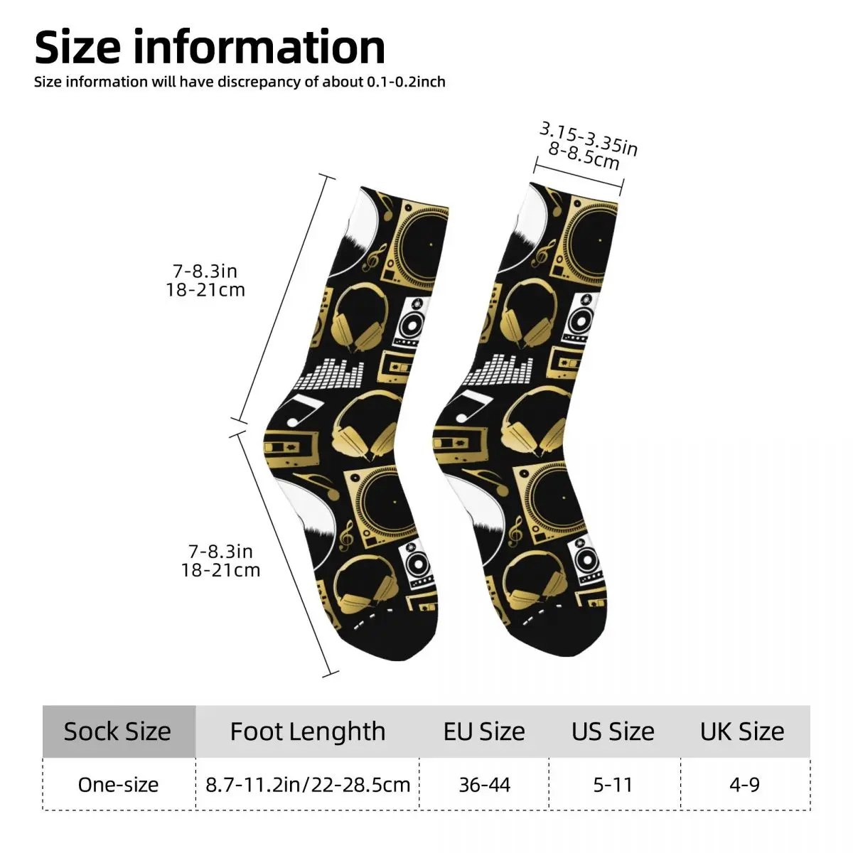 Hip Hop Vintage Dj Rock Party Club Crazy Men's Socks Unisex Harajuku Seamless Printed Funny Crew Sock Boys Gift