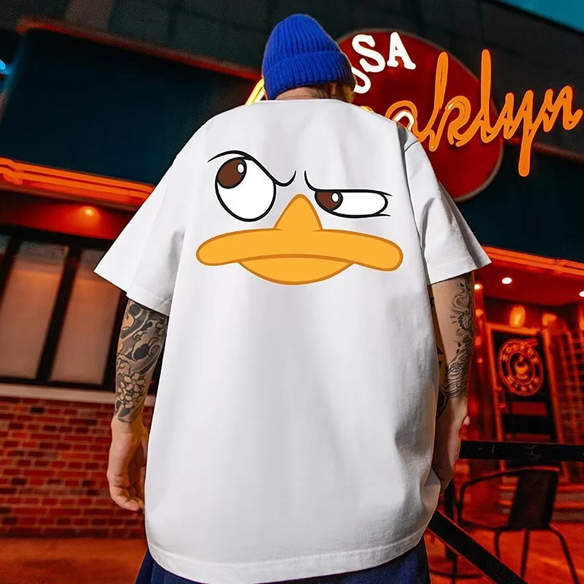 Summer New Men's Casual Short Sleeve T-Shirt Large Print Casual T-Shirt Hip Hop Couple Jacket