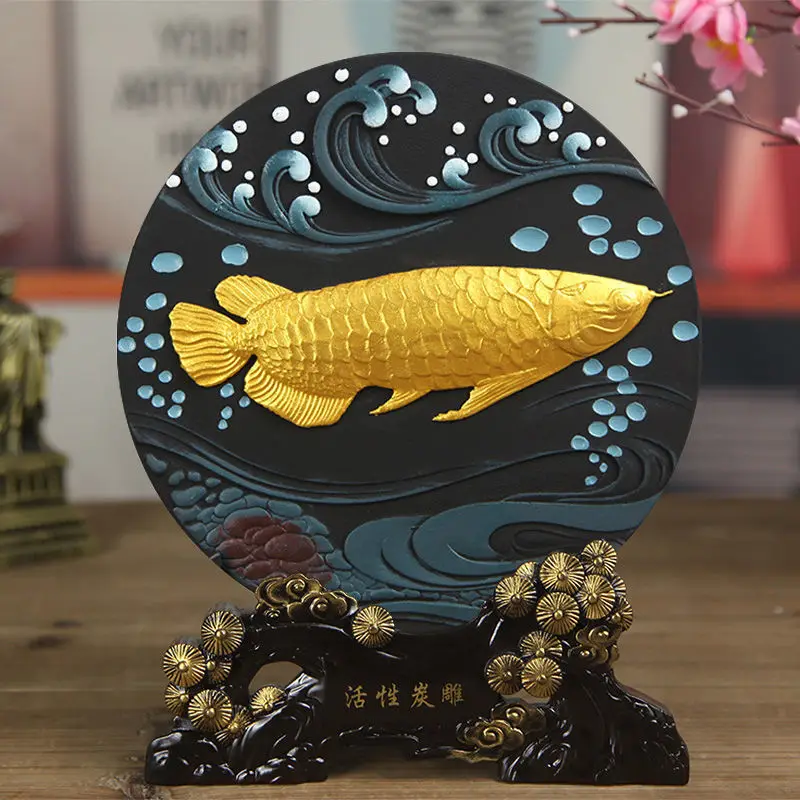 

Geomantic Omen Company Decorative Figurines, Business Bring Wealth, Gold Dragon, Arowana Fish Statue, Desk, Office Cabinet, 2024