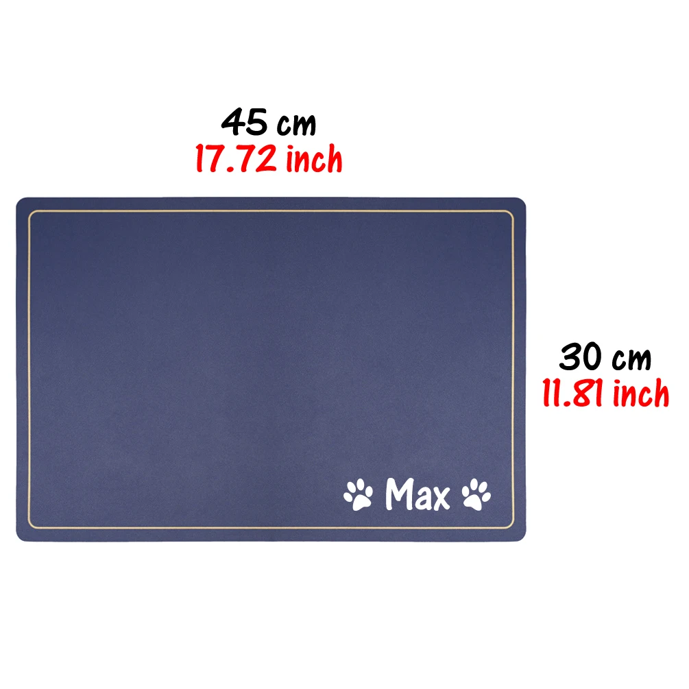 Custom Name Dog Placemat Waterproof Engraved Pet Cat Mat PU Leather Pet Food Pad Pet Bowl Drinking Mat Dog Feeding Placemat