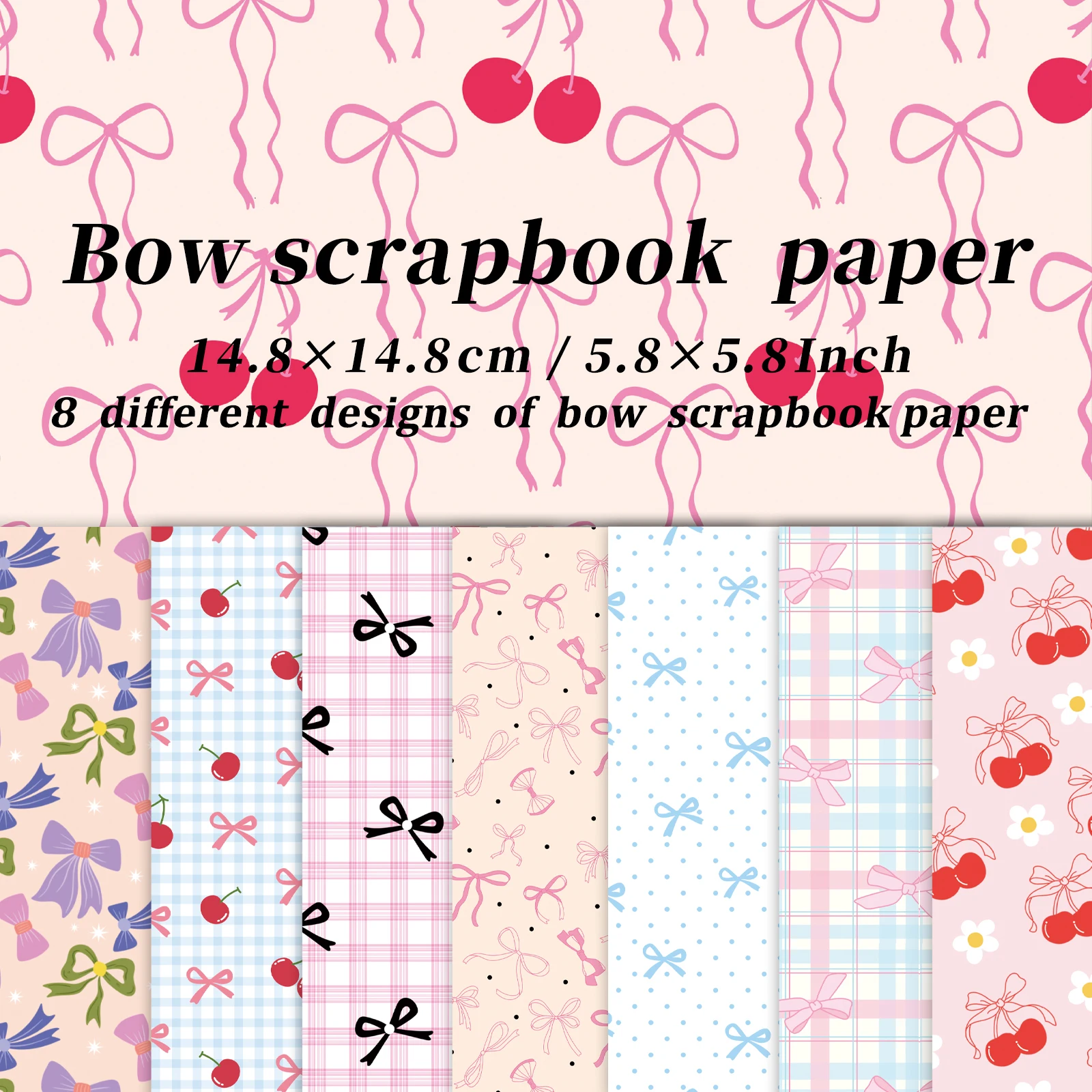 8 hojas de papel para álbum de recortes con lazo acentuado, cartulina decorativa para decoupage para manualidades de tarjetas DIY, suministros para álbumes de recortes