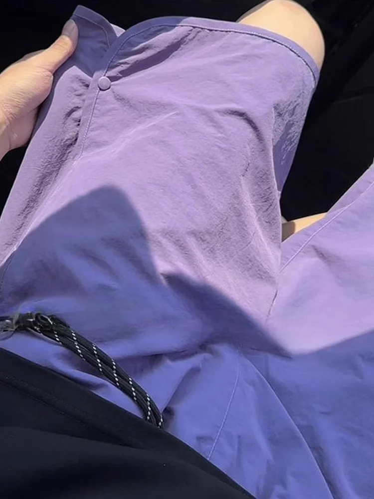 

Легкие дышащие спортивные штаны Qui-Dry для мужчин и женщин, летние свободные повседневные брюки, модные брендовые прямые брюки с пятью пуговицами